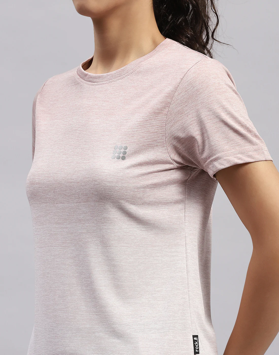 Rock.it Women Pink Stripe Round Neck Half Sleeve Top - Image 6
