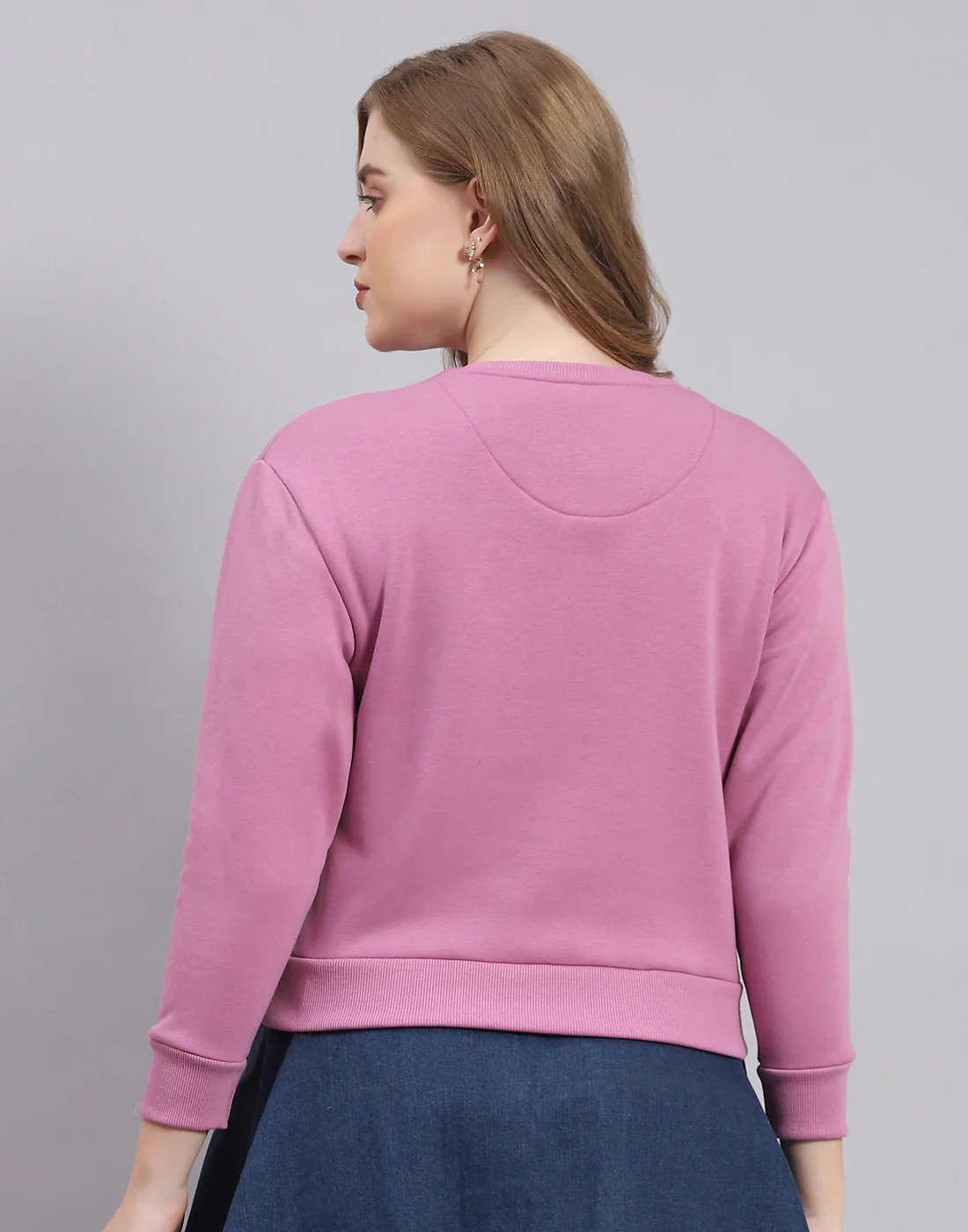 Women Purple Embellished Round Neck Full Sleeve Sweatshirt - Image 5