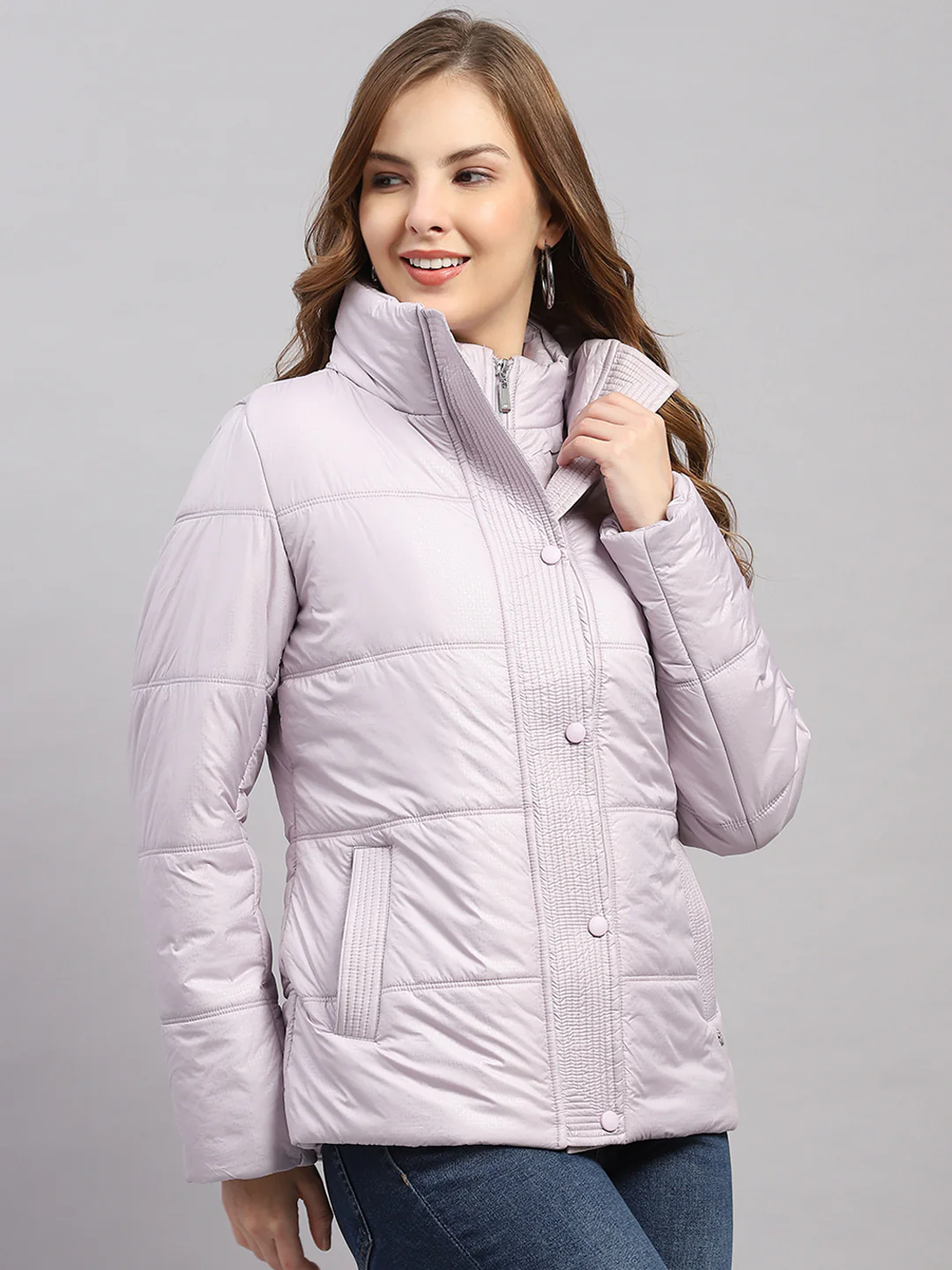 Women Purple Printed Collar Full Sleeve Jacket - Image 4