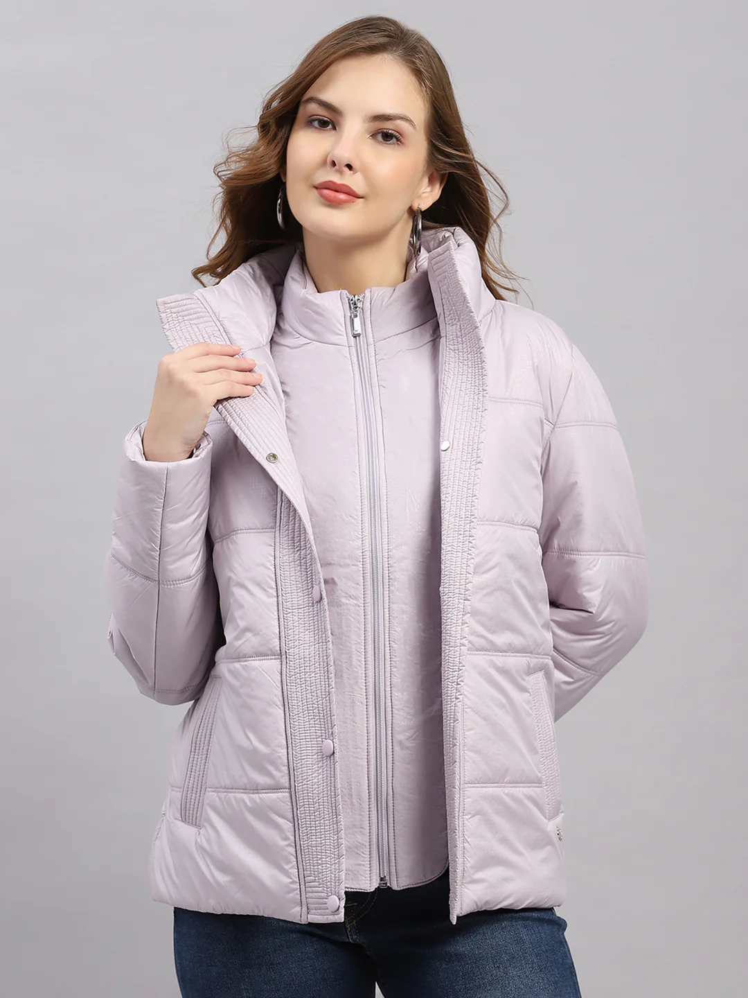 Women Purple Printed Collar Full Sleeve Jacket - Image 6