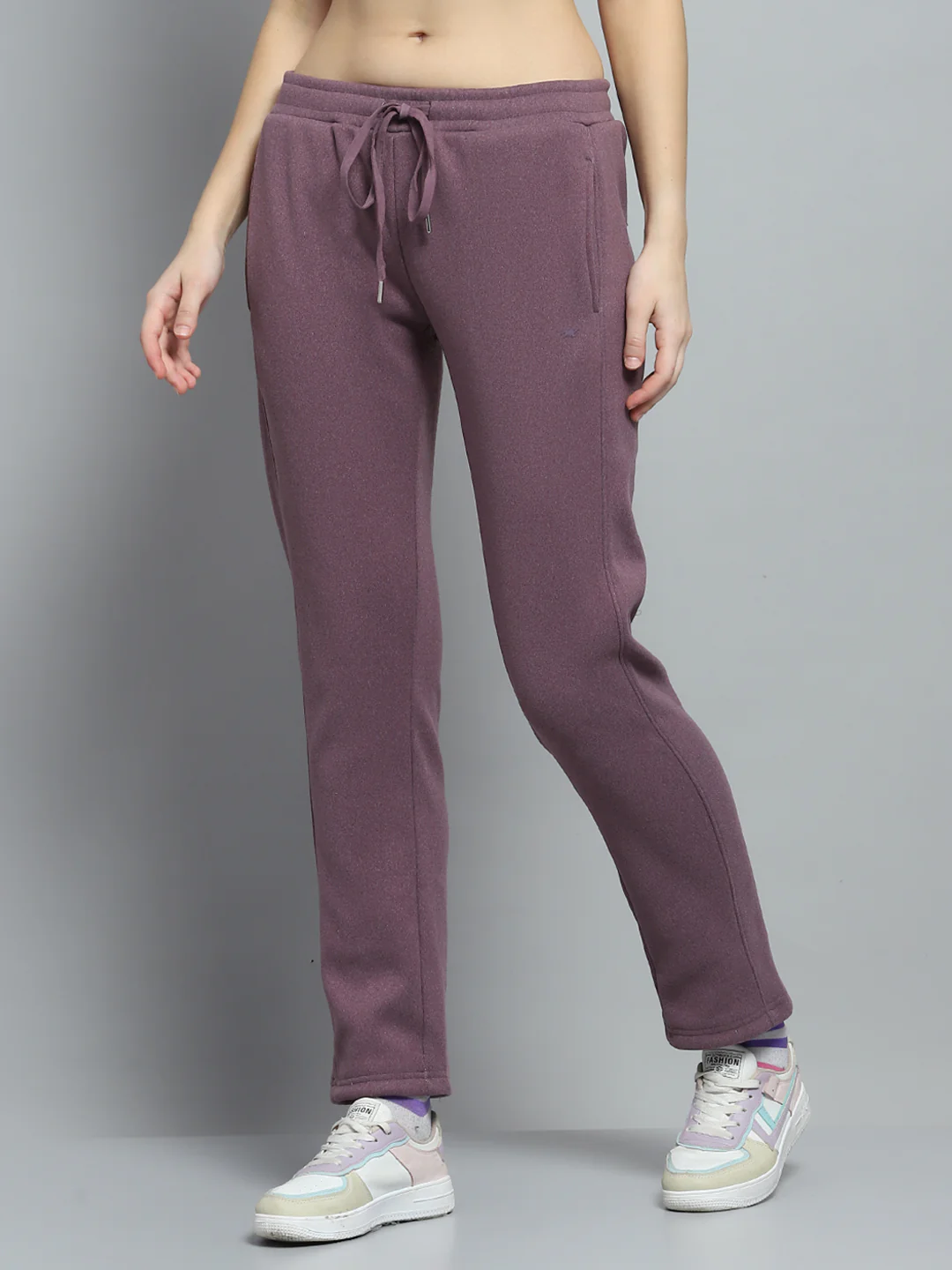 Women Purple Printed Mock Neck Full Sleeve Tracksuit - Image 7