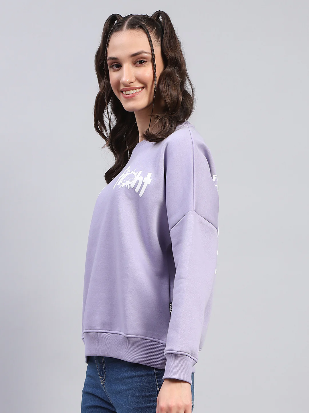 Rock.it Women Purple Printed Round Neck Full Sleeve Sweatshirt - Image 3