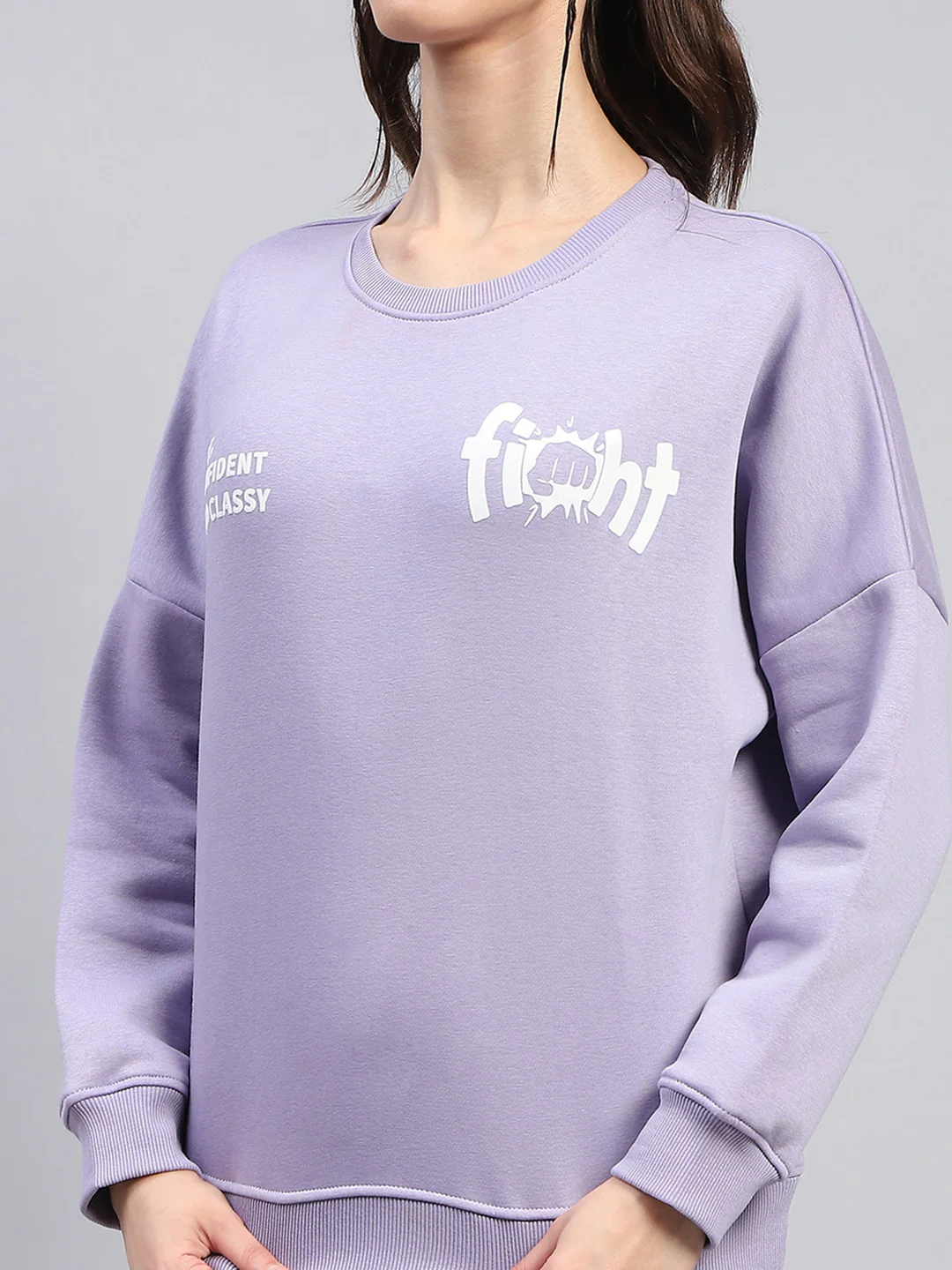 Rock.it Women Purple Printed Round Neck Full Sleeve Sweatshirt - Image 7