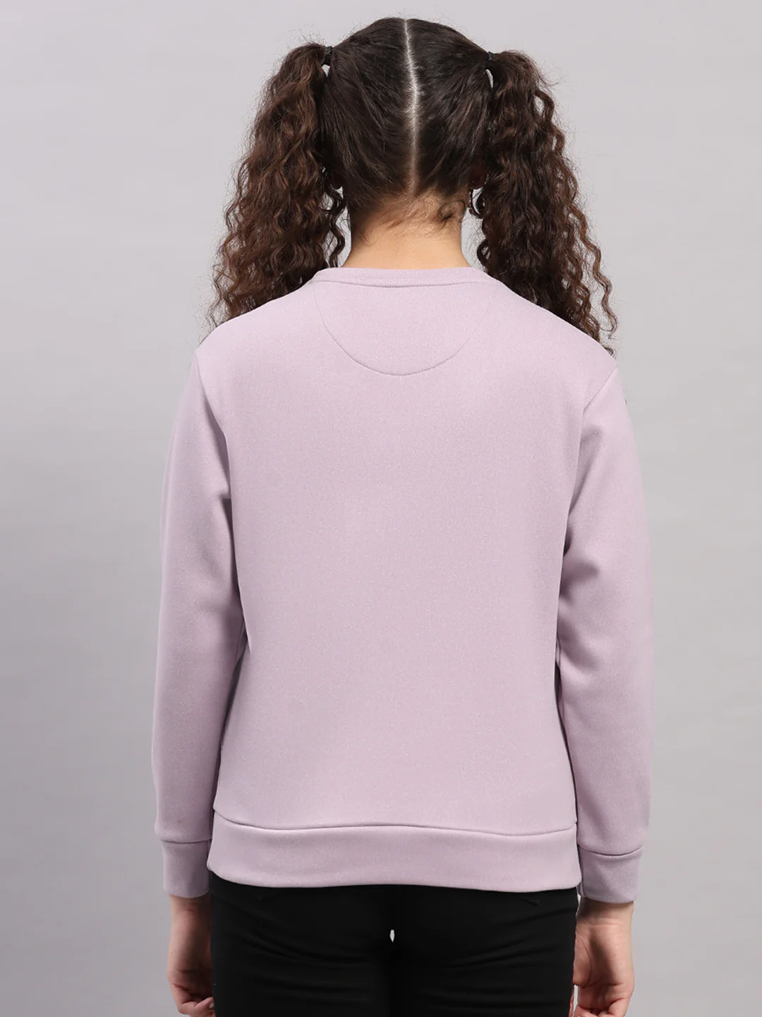 Women Purple Printed Round Neck Full Sleeve Sweatshirt - Image 5