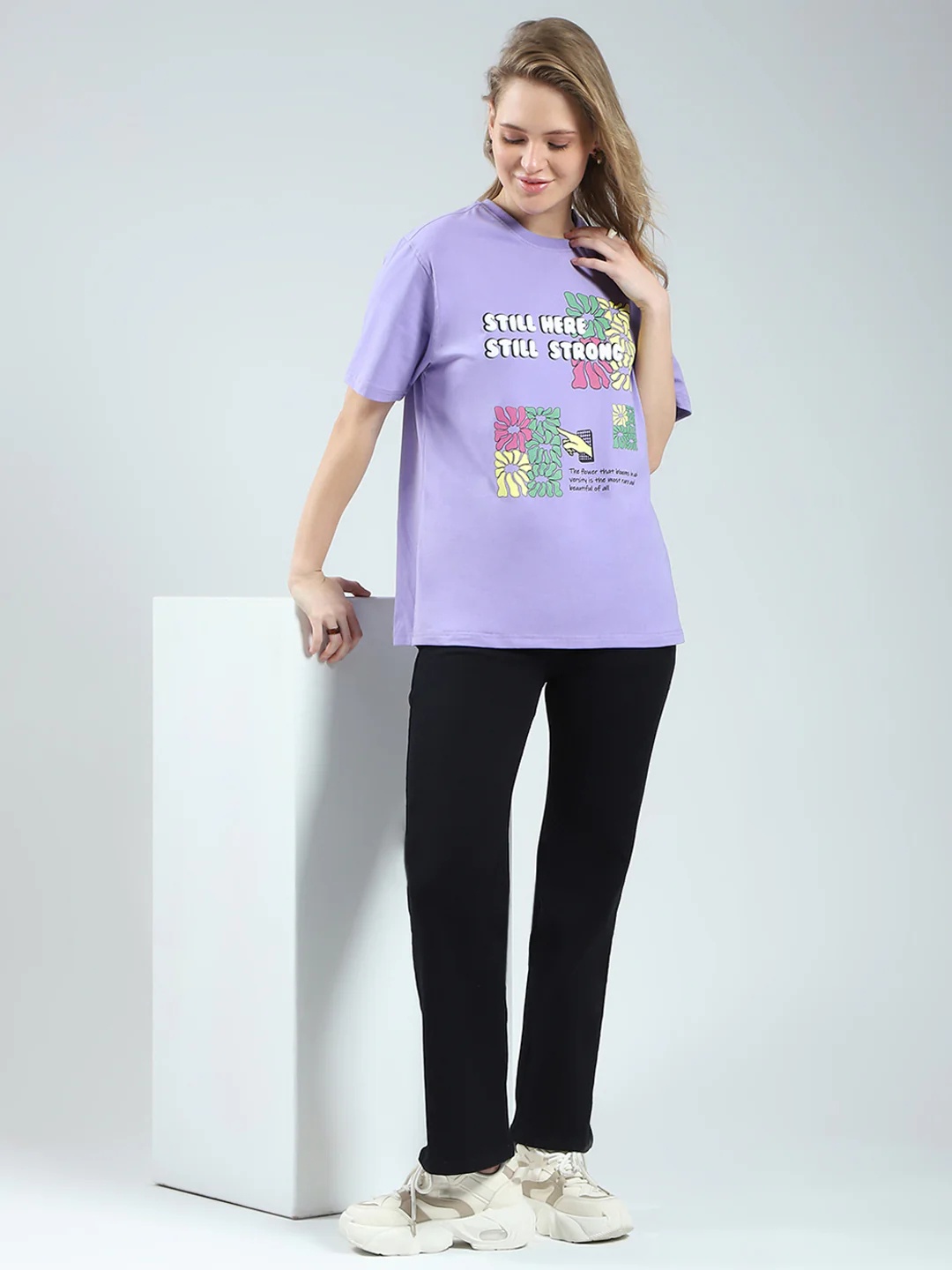 Rock.it Women Purple Printed Round Neck Half Sleeve Top - Image 2