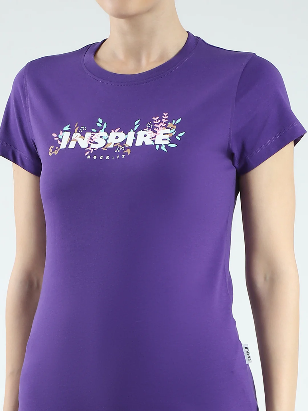 Rock.it Women Purple Printed Round Neck Half Sleeve Top - Image 7