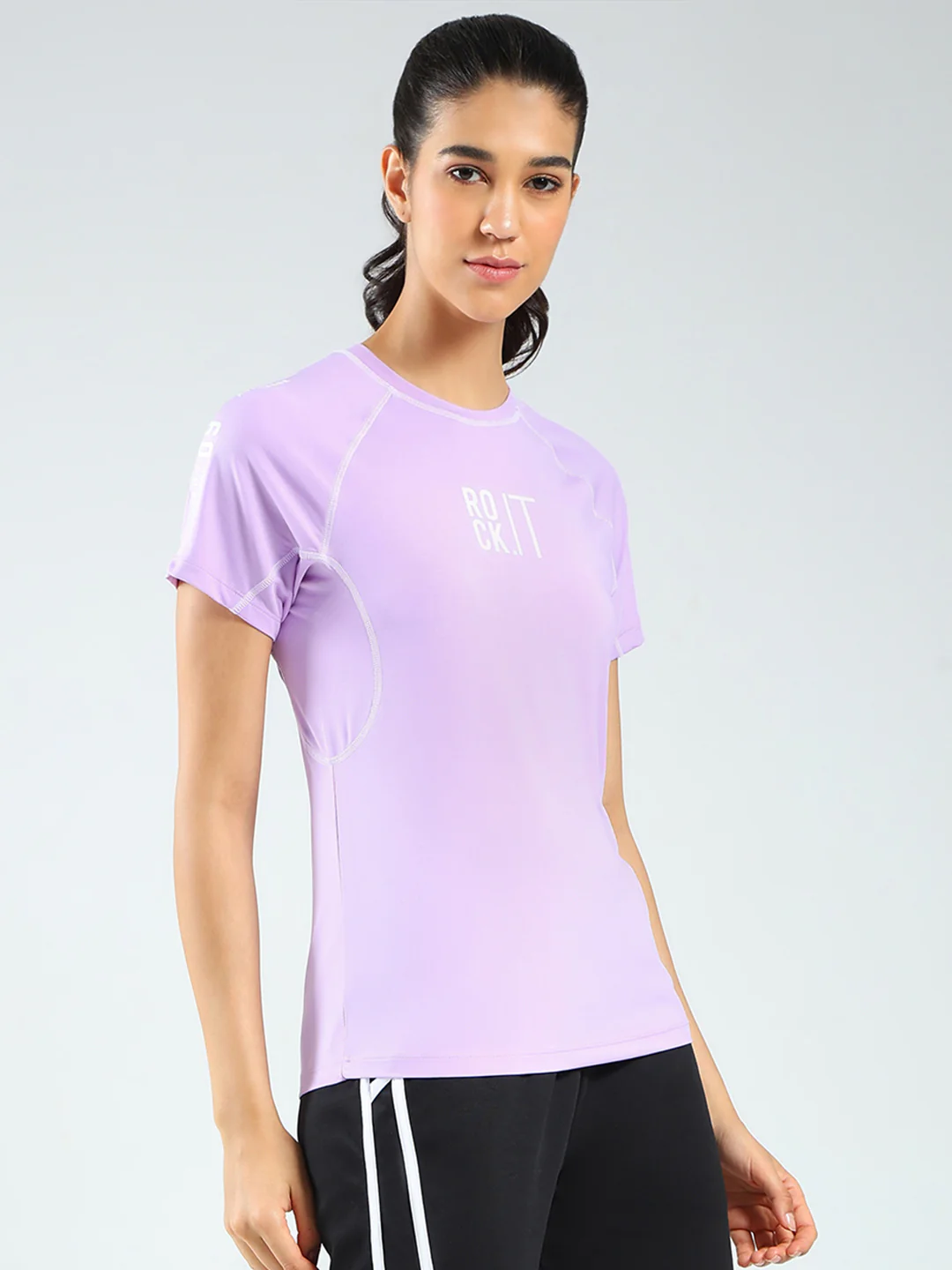 Rock.it Women Purple Printed Round Neck Half Sleeve Top - Image 4