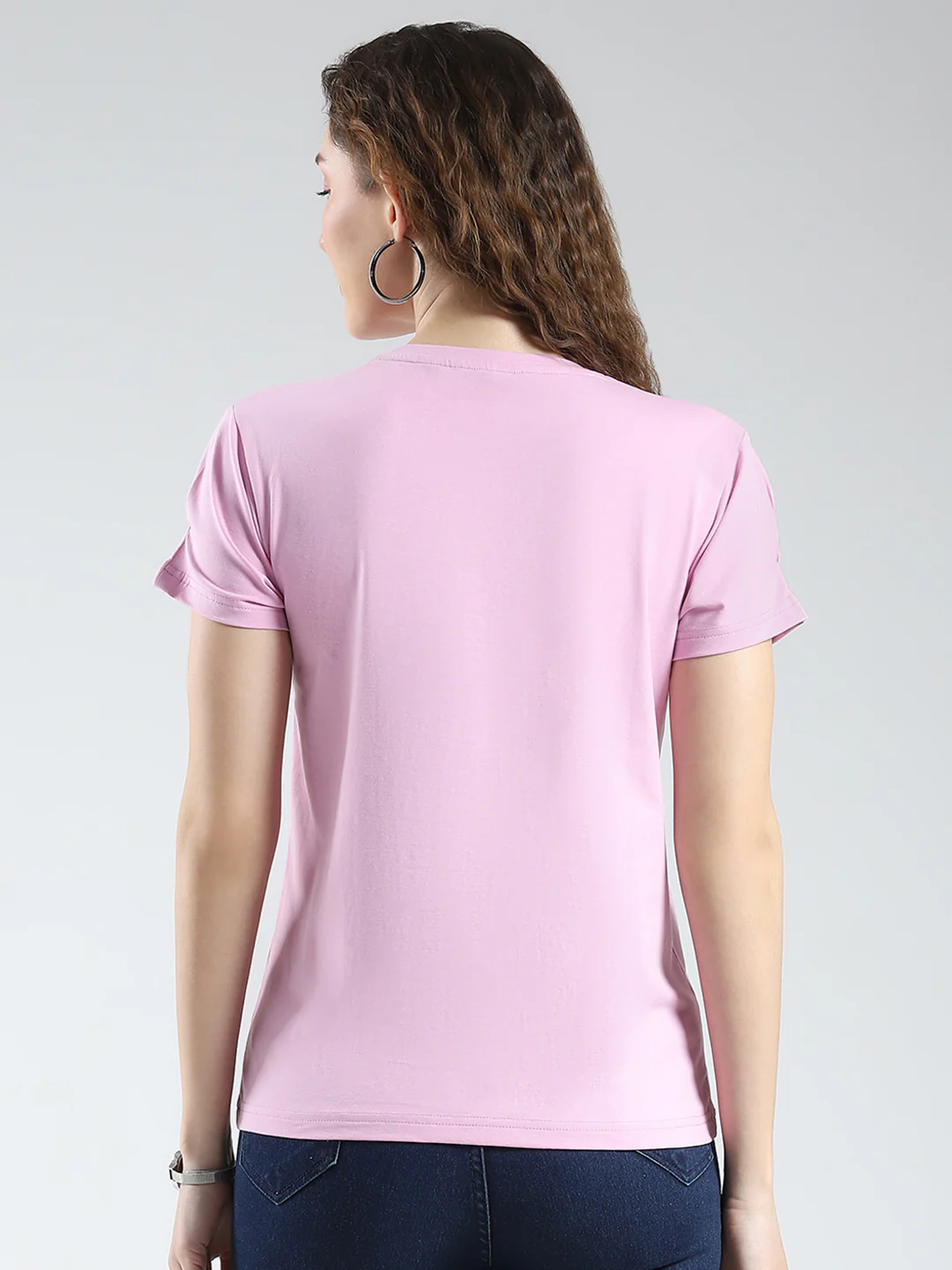 Women Purple Printed Round Neck Half Sleeve Top - Image 5
