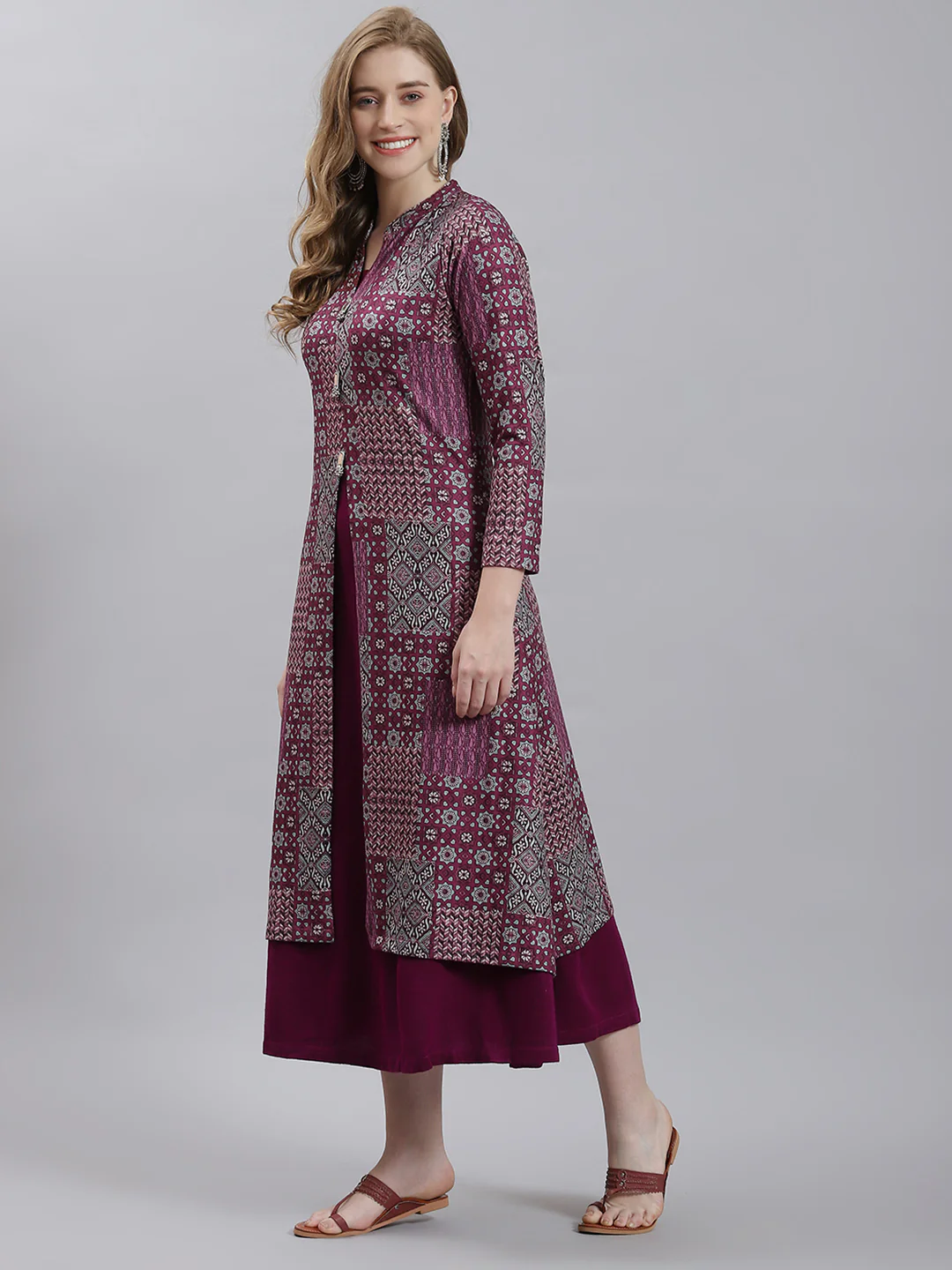 Women Purple Self Inner+Kurti - Image 4