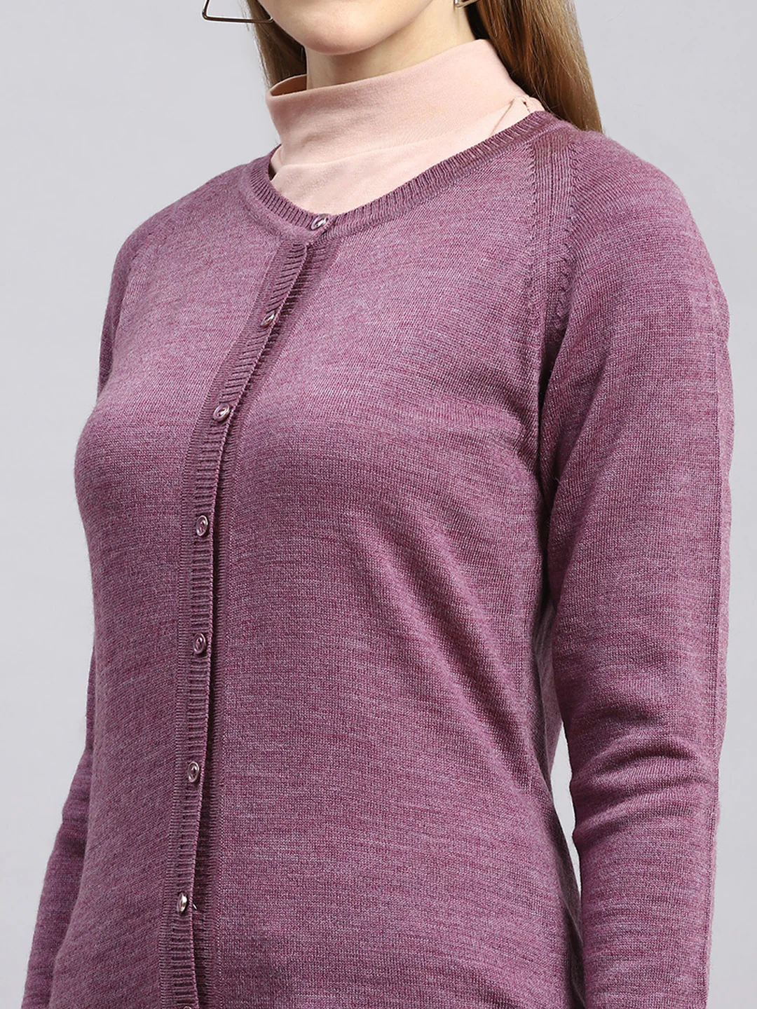 Women Purple Solid Cardigan - Image 6
