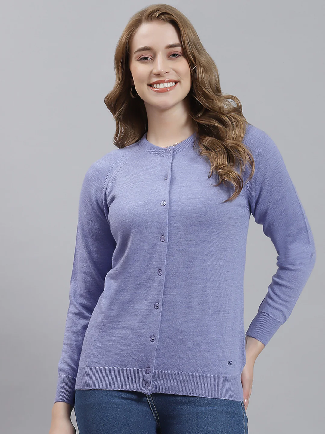 Women Purple Solid Cardigan - Image 2