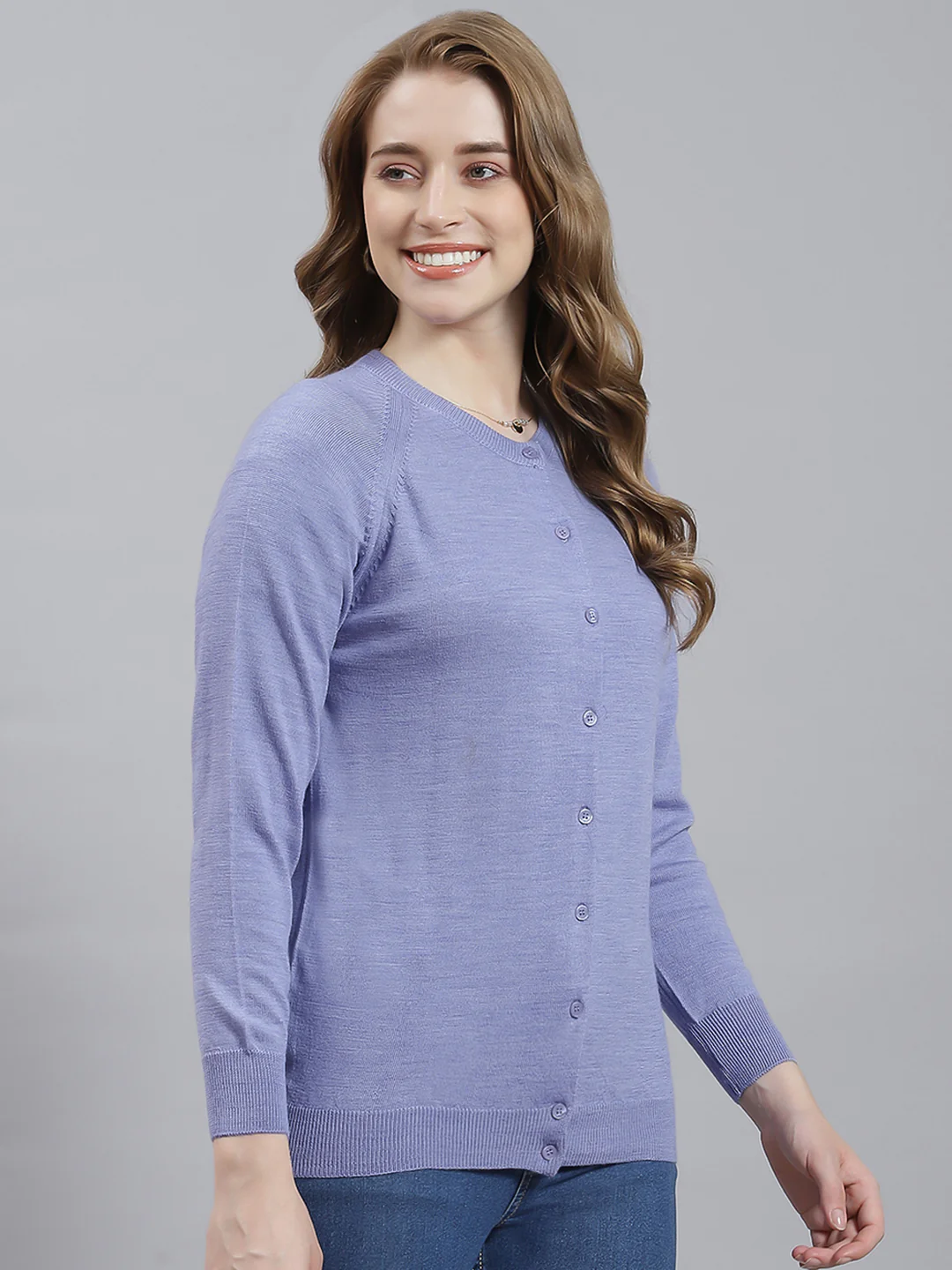 Women Purple Solid Cardigan - Image 3
