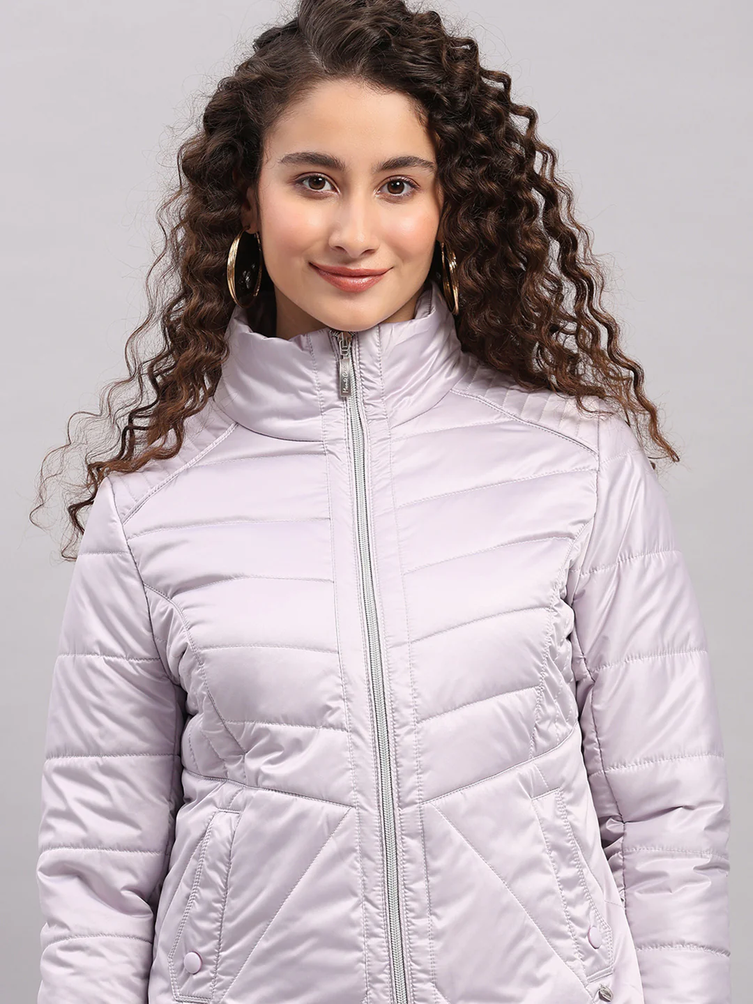 Women Purple Solid Collar Full Sleeve Jacket with Inbuilt Earphones - Image 7