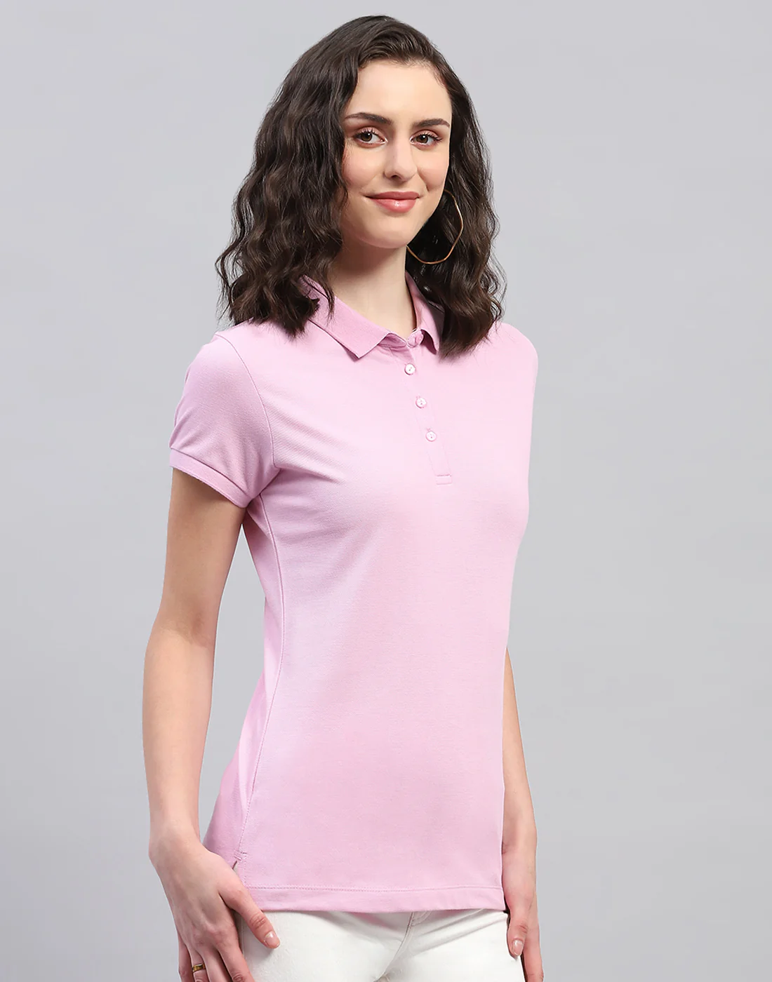 Women Purple Solid Collar Neck Half Sleeve T Shirt - Image 4