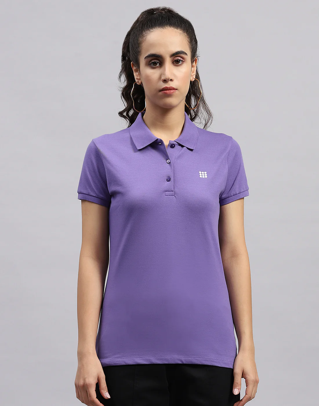 Rock.it Women Purple Solid Polo Collar Half Sleeve T Shirt - Image 3