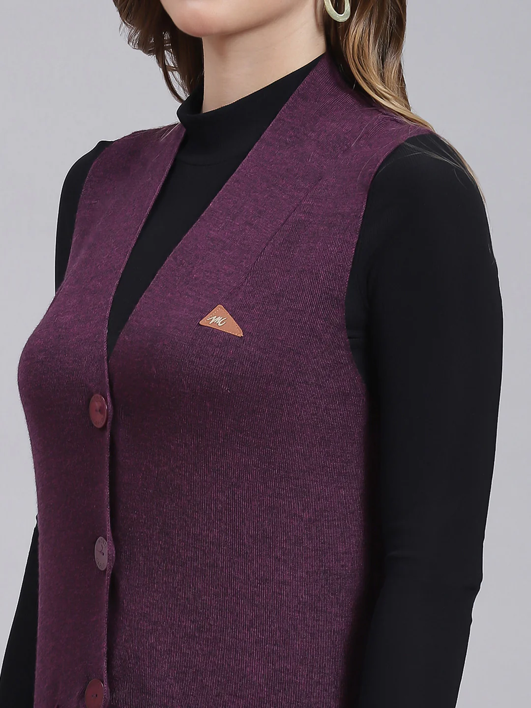 Women Purple Solid Pure wool Cardigan - Image 6