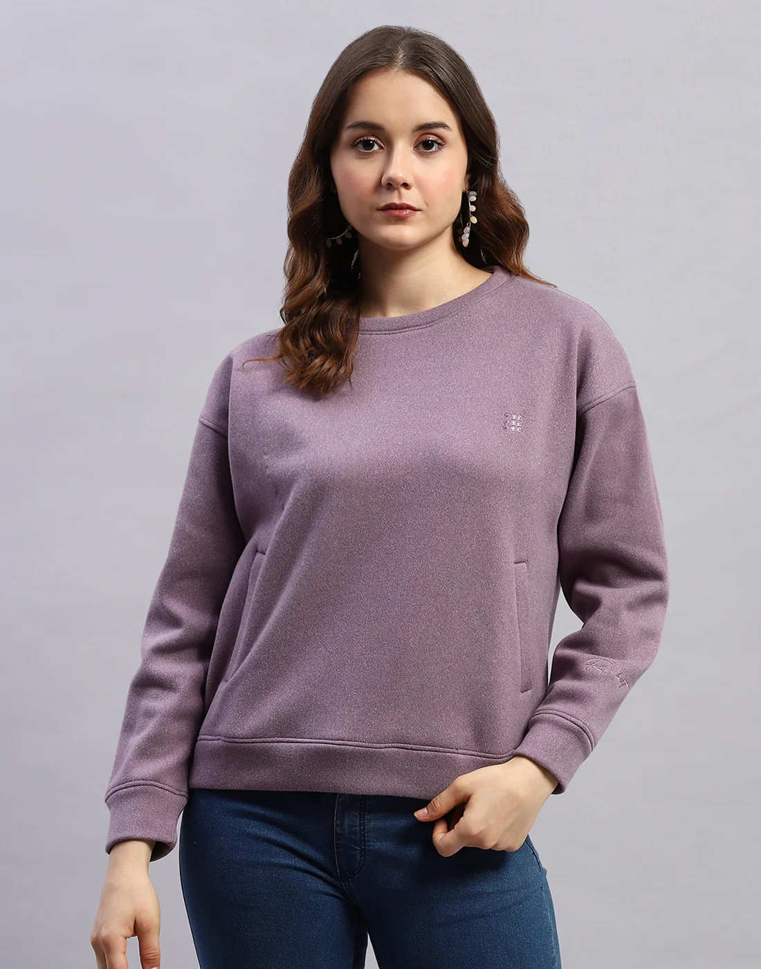 Rock.it Women Purple Solid Round Neck Full Sleeve Sweatshirt - Image 2