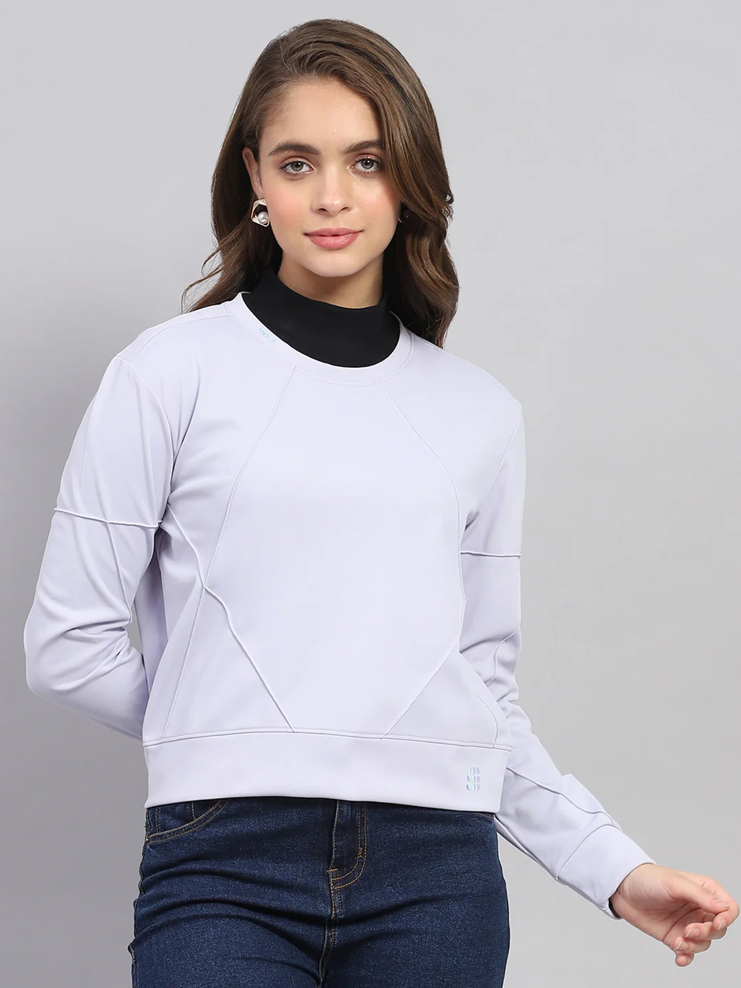 Rock.it Women Purple Solid Round Neck Full Sleeve Sweatshirt - Image 2
