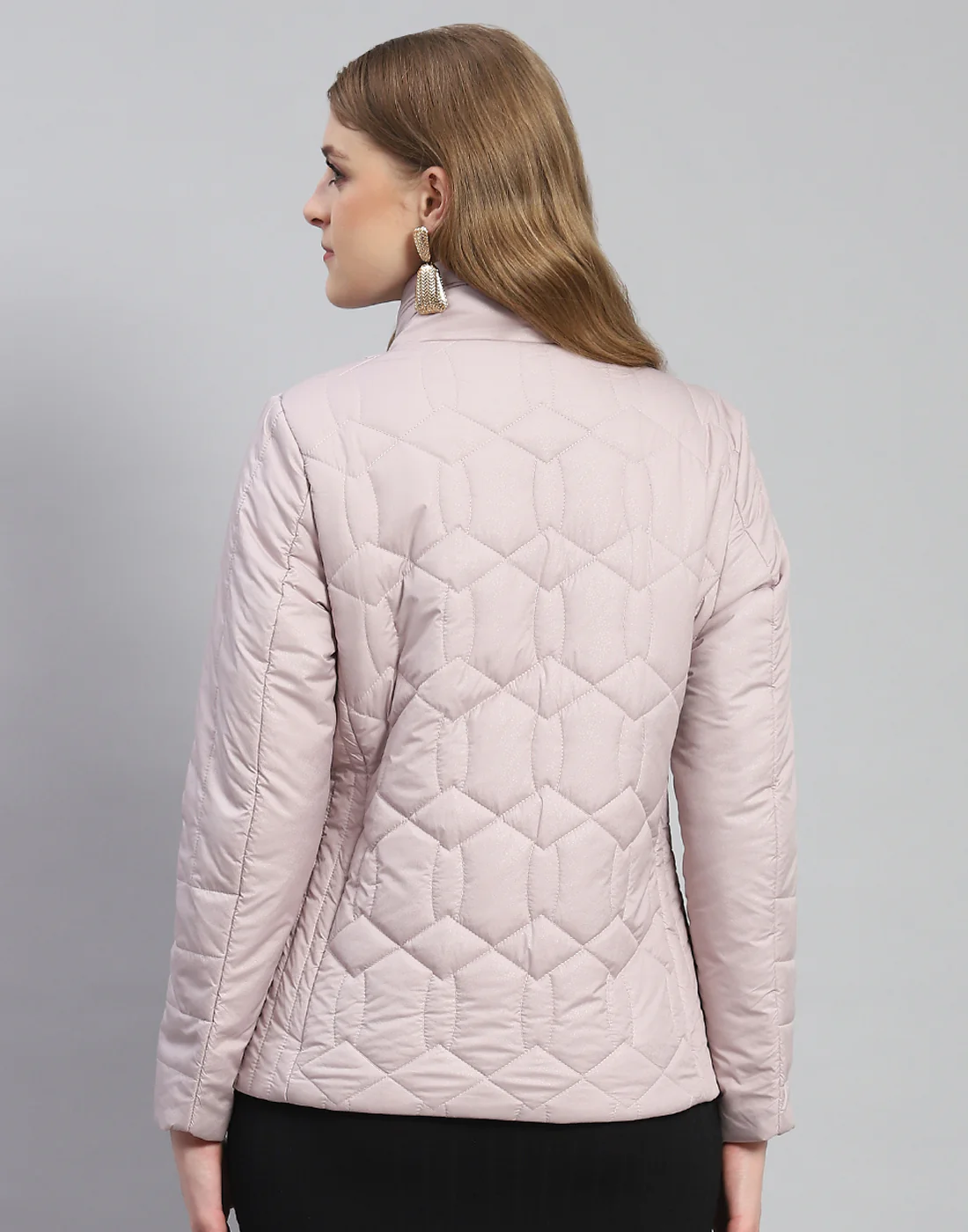 Women Purple Solid Stand Collar Full Sleeve Jacket - Image 5