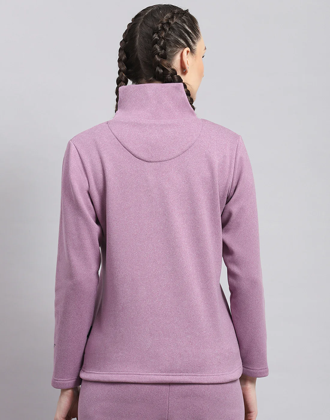 Rock.it Women Purple Solid T Neck Full Sleeve Sweatshirt - Image 5