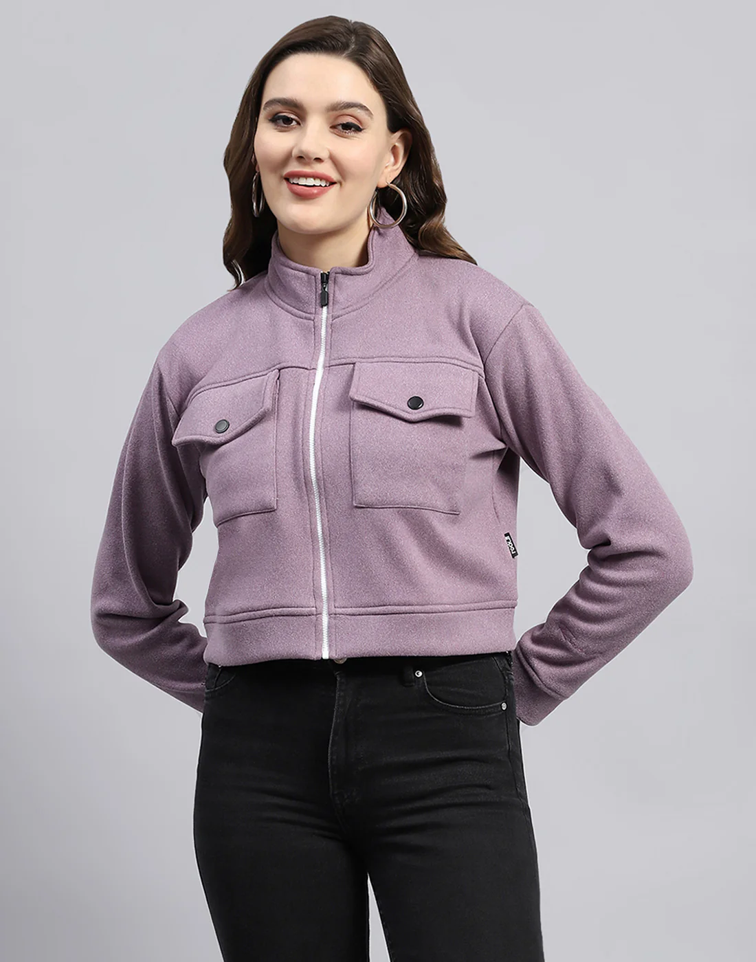 Rock.it Women Purple Solid Turtle Neck Full Sleeve Sweatshirt - Image 2