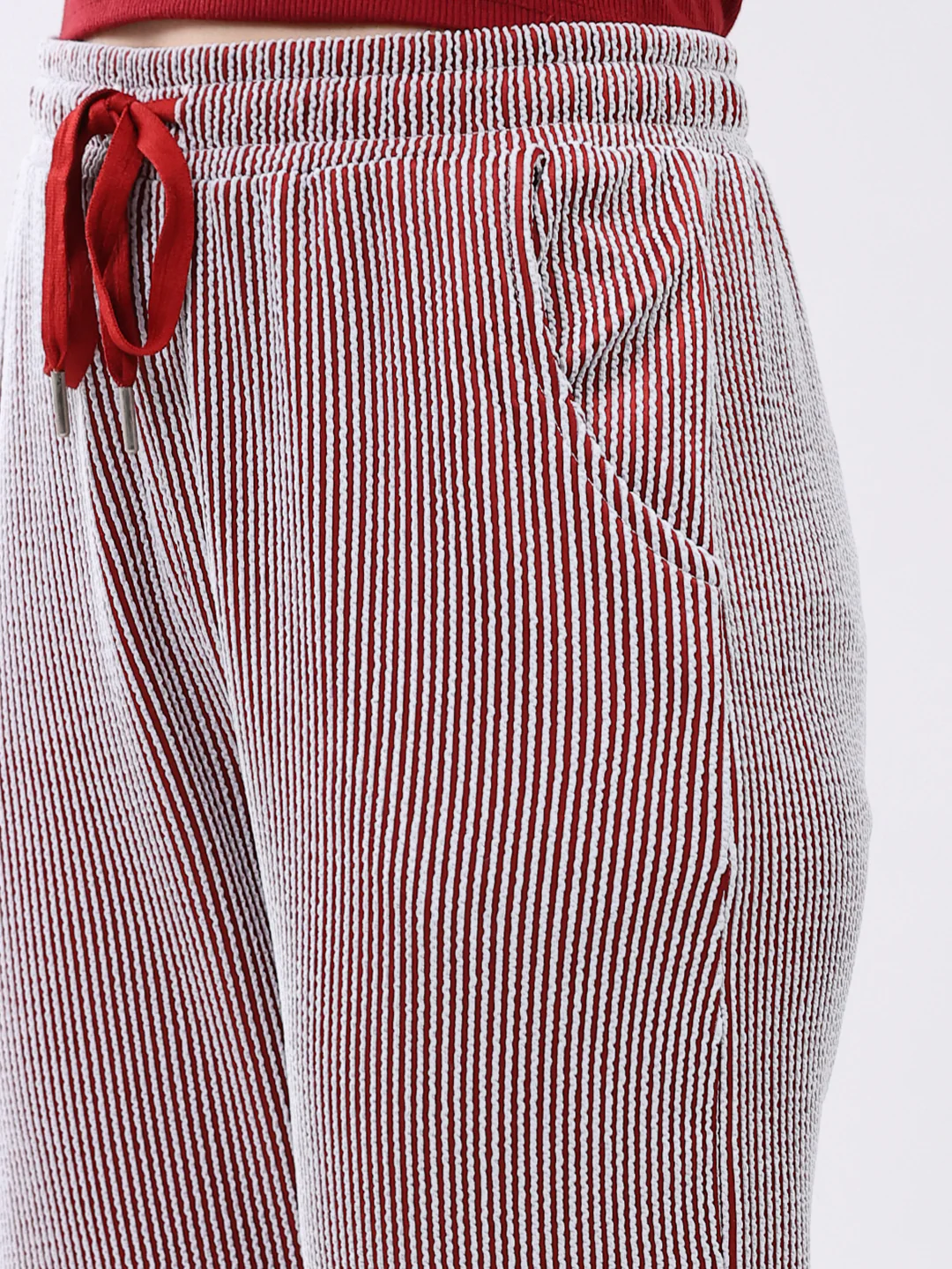 Women Red Self Design Regular Fit Winte Lower - Image 6