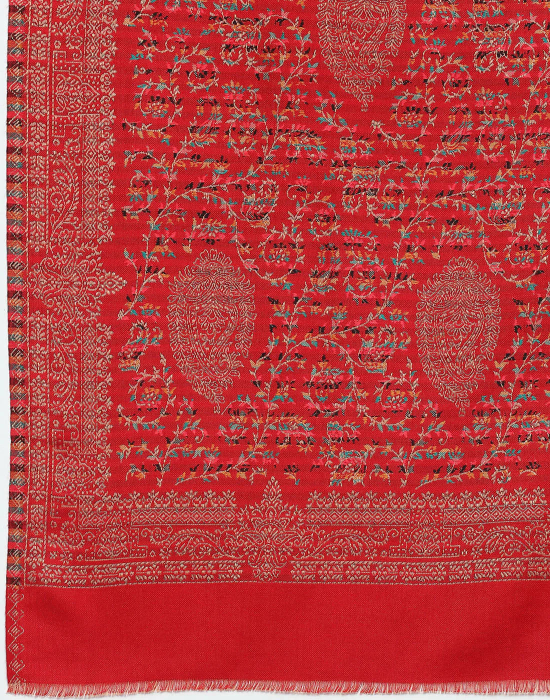 Women Red Self Design Shawl - Image 7