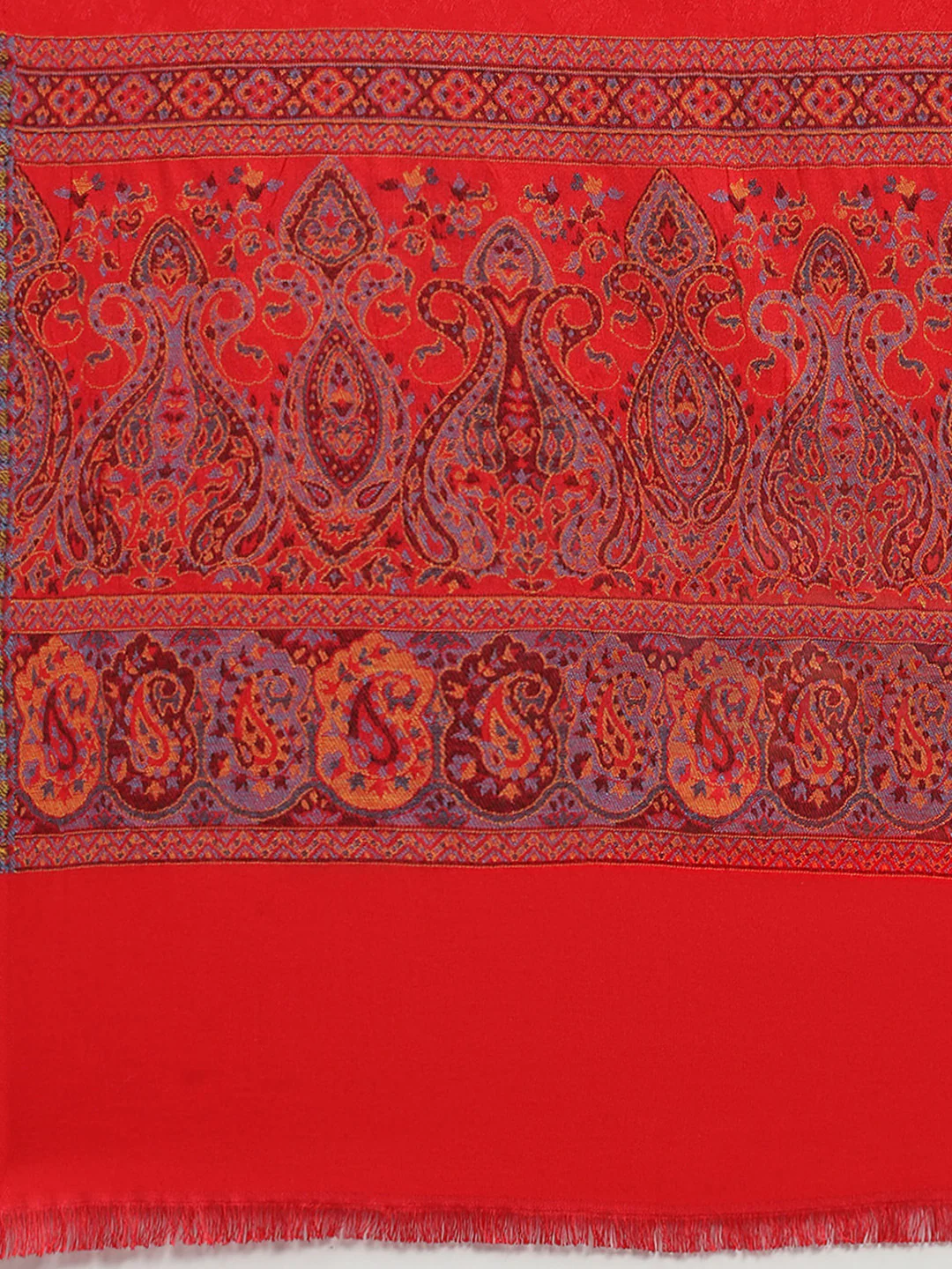 Women Red Self Design Shawl - Image 6