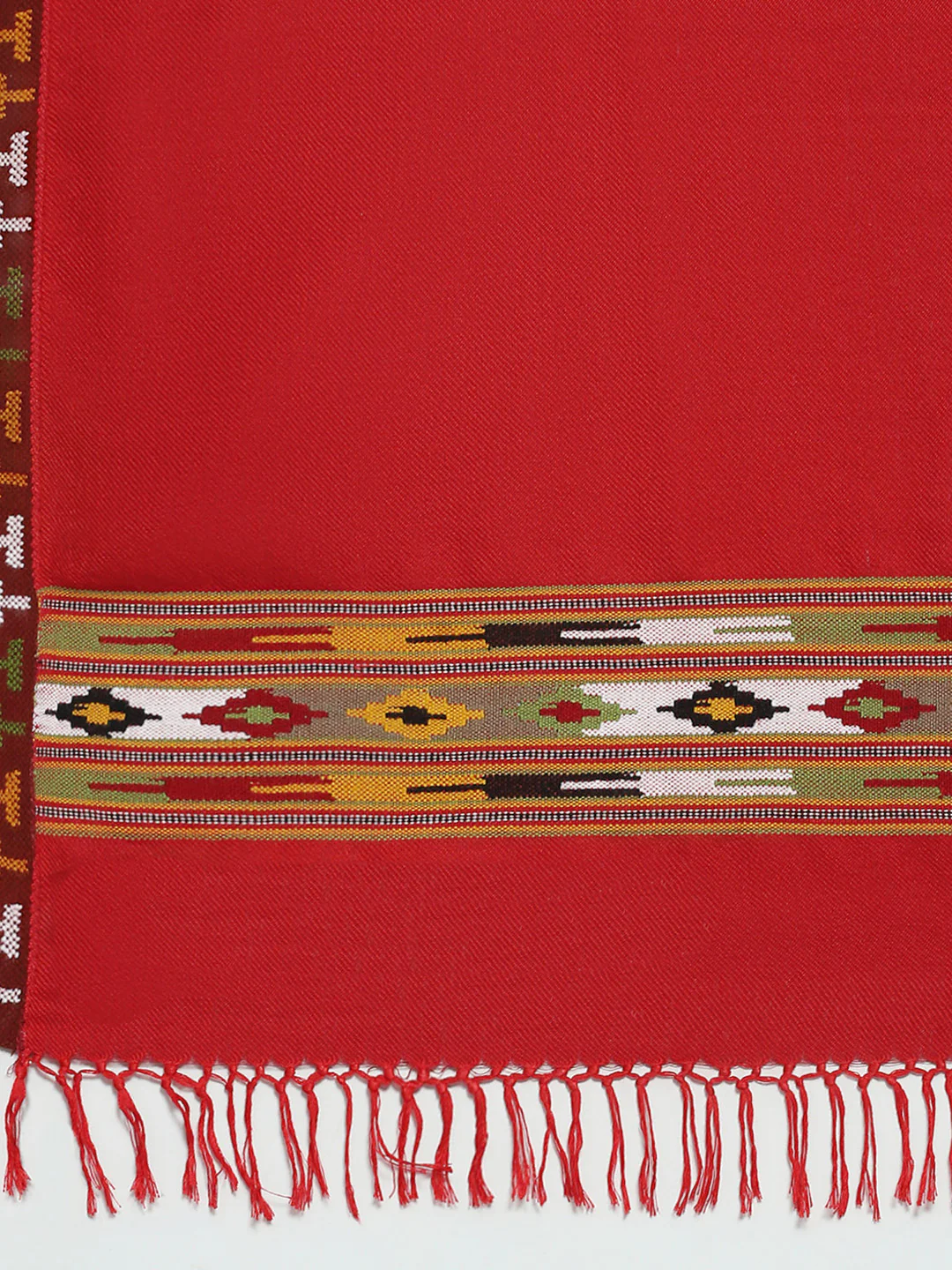 Women Red Self Design Shawl - Image 6