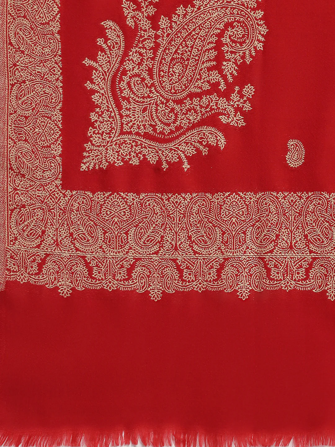 Women Red Self Design Shawl - Image 6