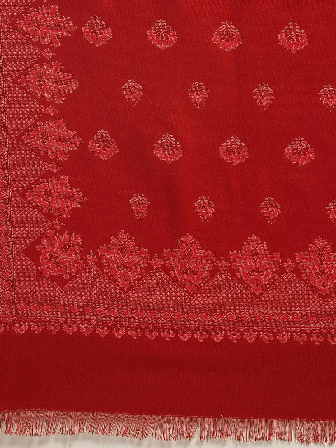 Women Red Self Design Shawl - Image 6