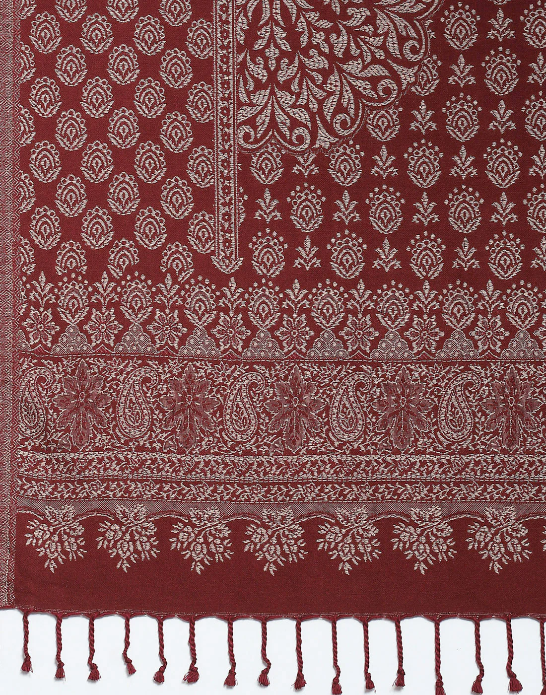 Women Red Self Design Stole - Image 8