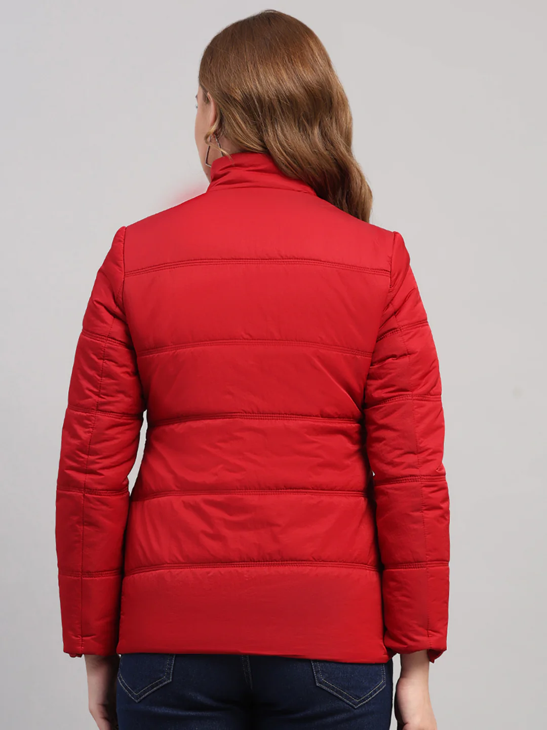 Women Red Solid Collar Full Sleeve Jacket - Image 5