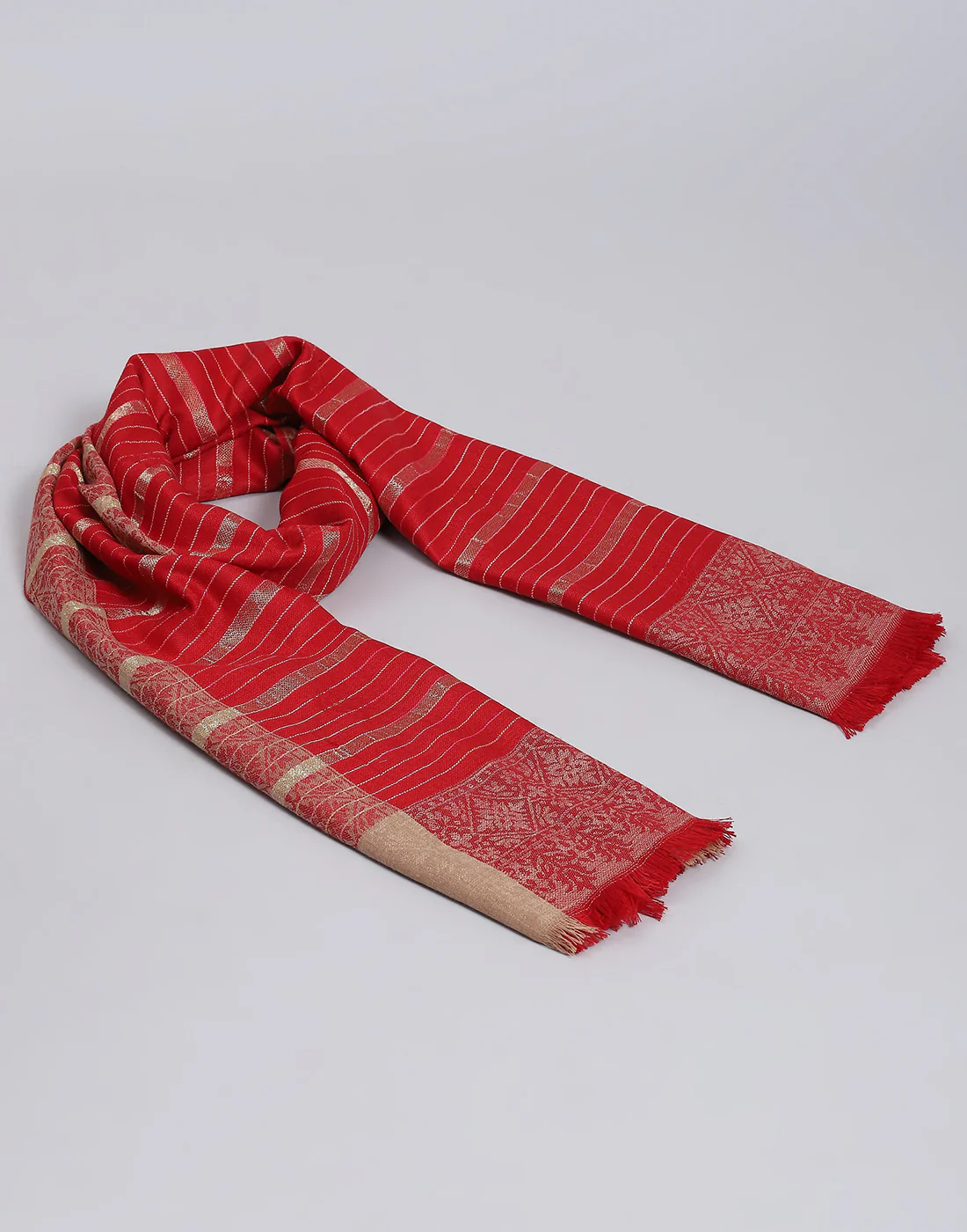 Women Red Stripe Shawl - Image 6