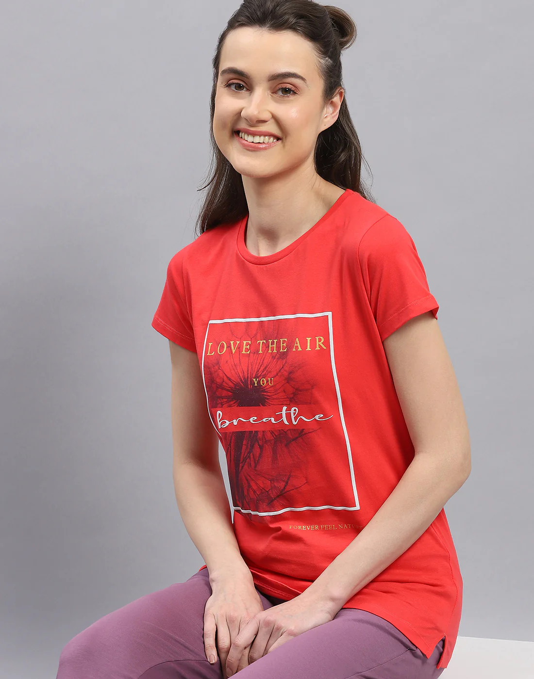 Women Red & Yellow Printed Round Neck Half Sleeve Top 2 Pc Set - Image 7