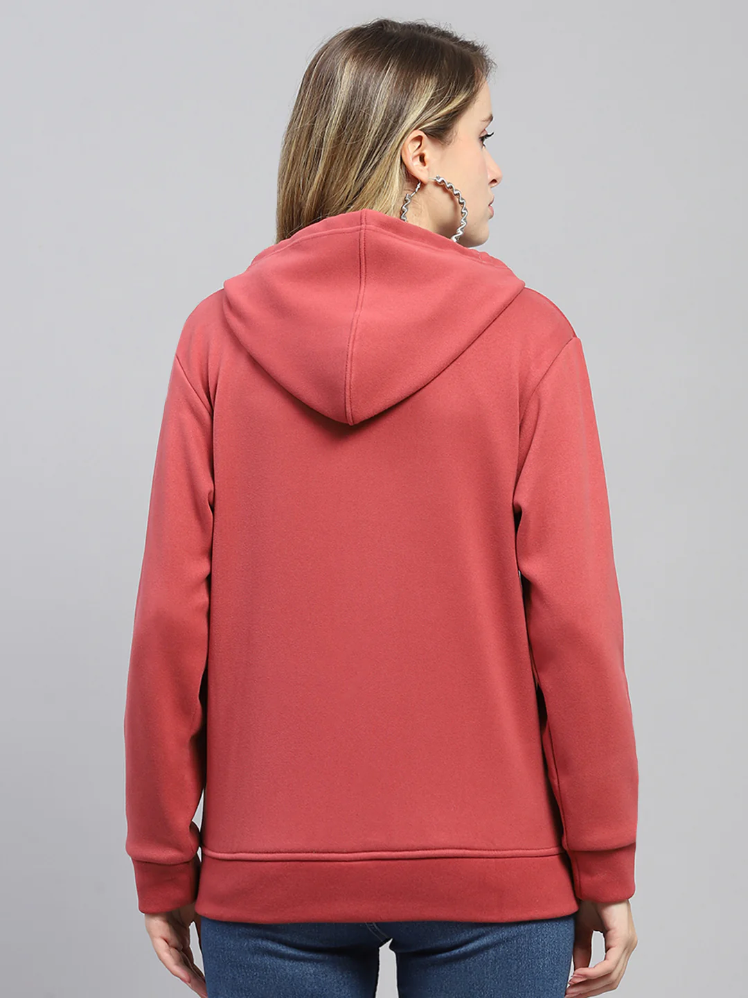 Women Rust Printed Hooded Full Sleeve Sweatshirt - Image 5