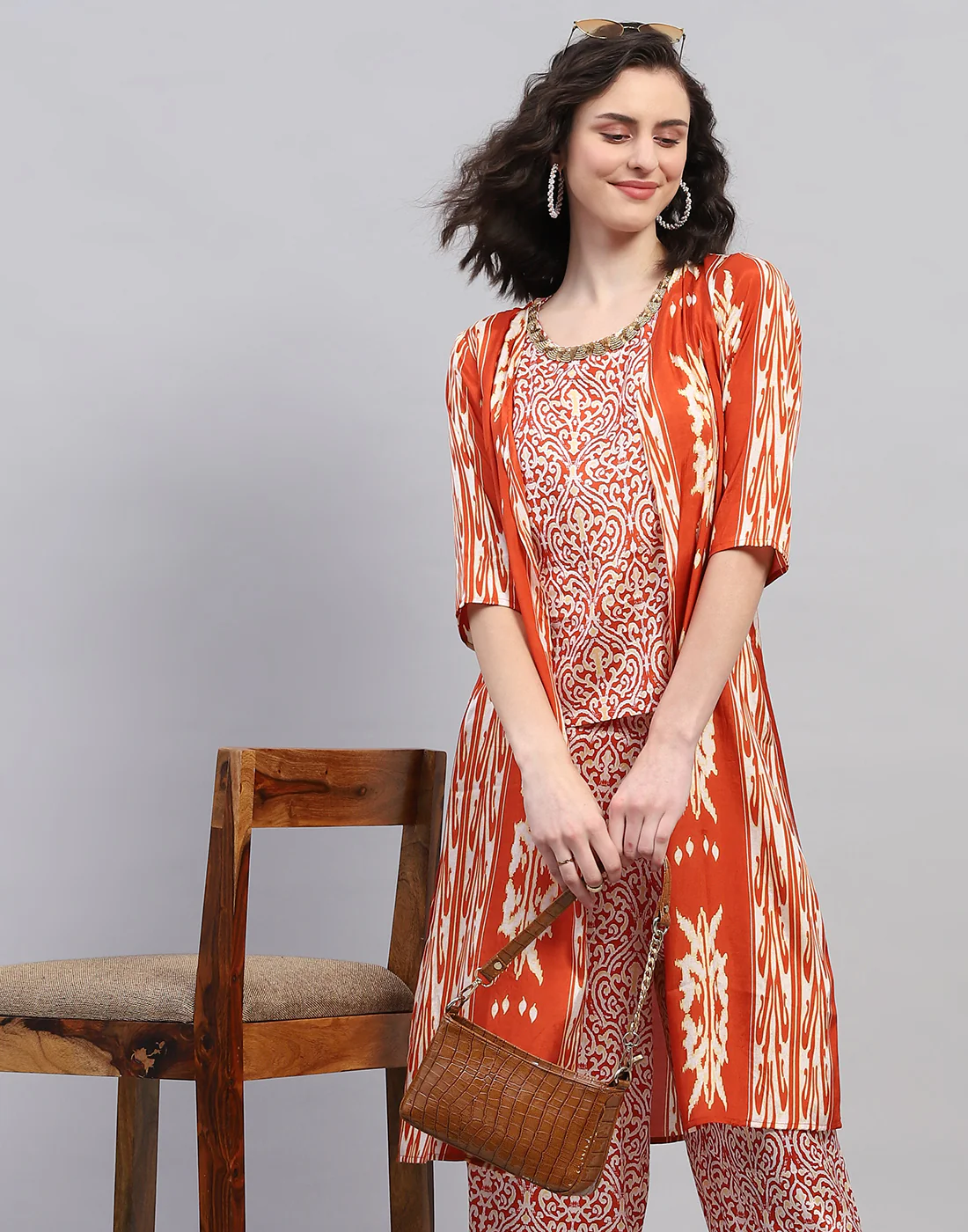 Women Rust Printed Round Neck Half Sleeve Combo 3Pc Set - Image 7