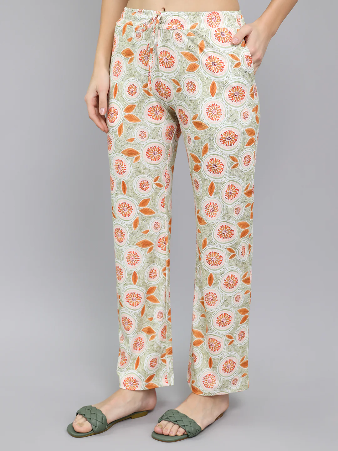 Women Rust Printed Round Neck Half Sleeve Lower Set - Image 7