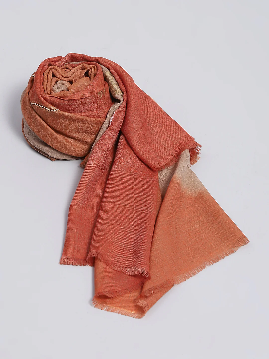 Women Rust Self Design Shawl - Image 2