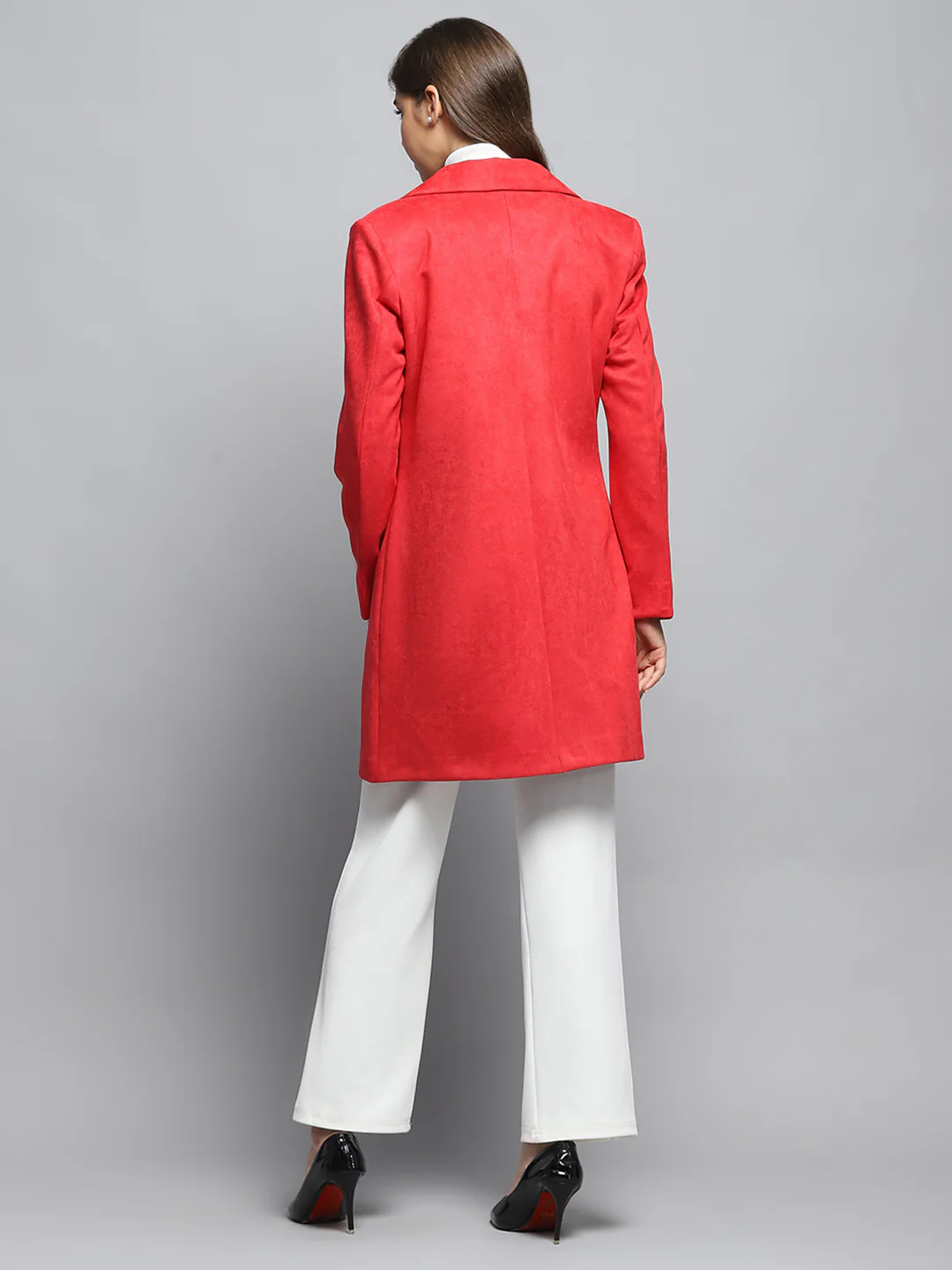 Women Rust Solid Collar Full Sleeve Coat - Image 5