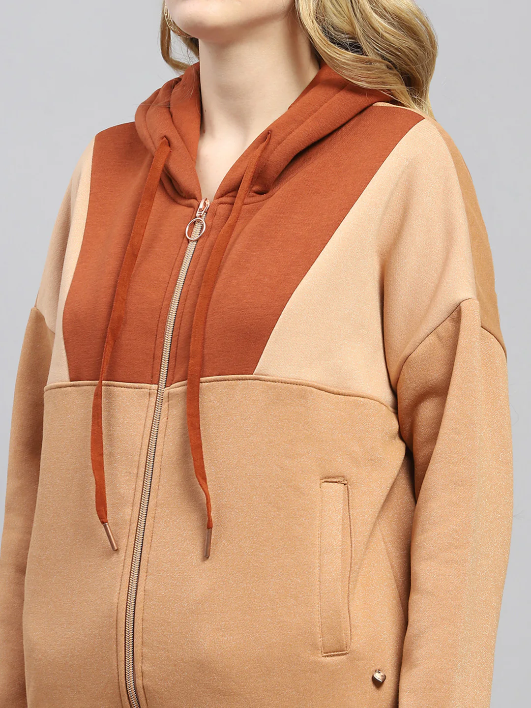 Women Rust Solid Hooded Full Sleeve Tracksuit - Image 7