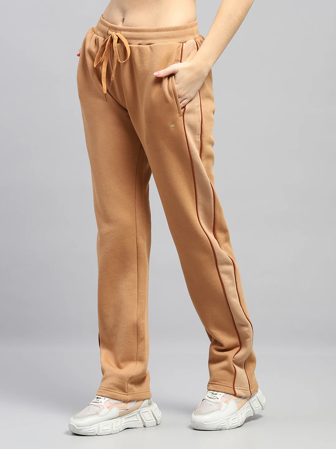 Women Rust Solid Hooded Full Sleeve Tracksuit - Image 8