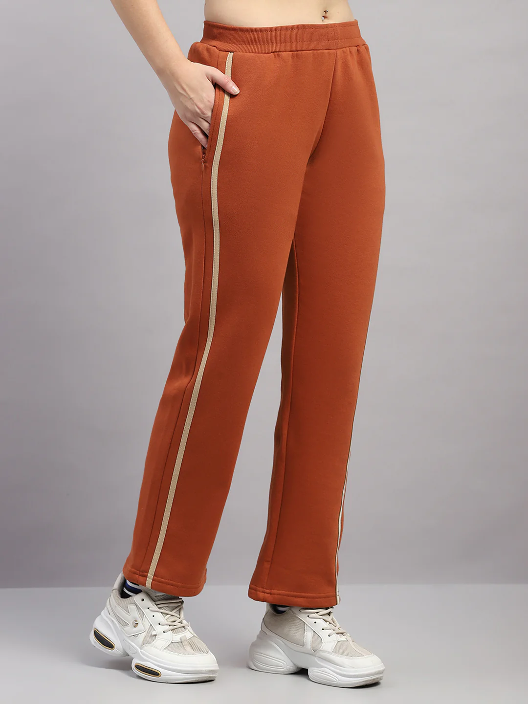 Women Rust Solid Regular Fit Winter Lower - Image 4