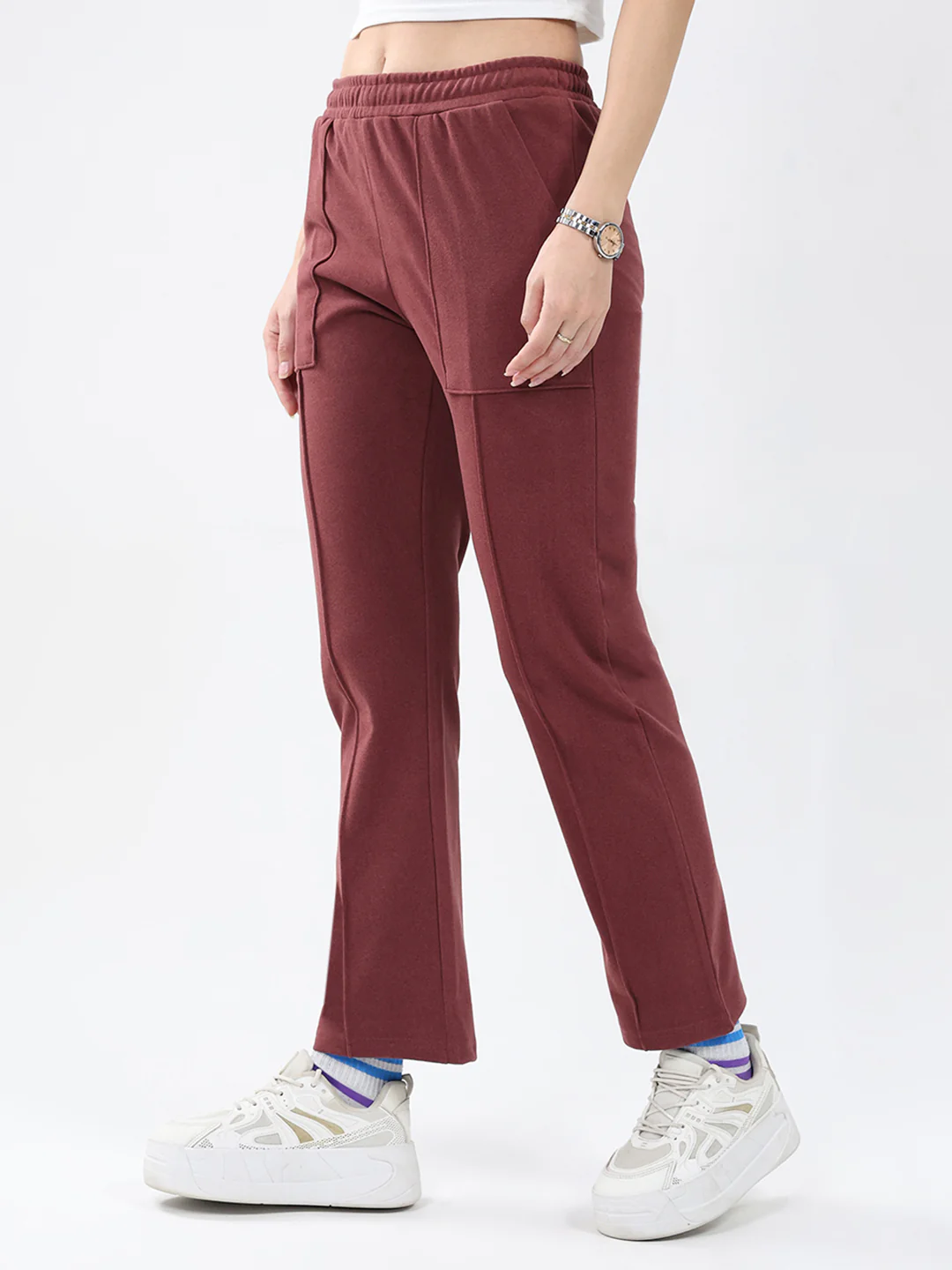 Women Rust Solid Regular Fit Winter Lower - Image 3