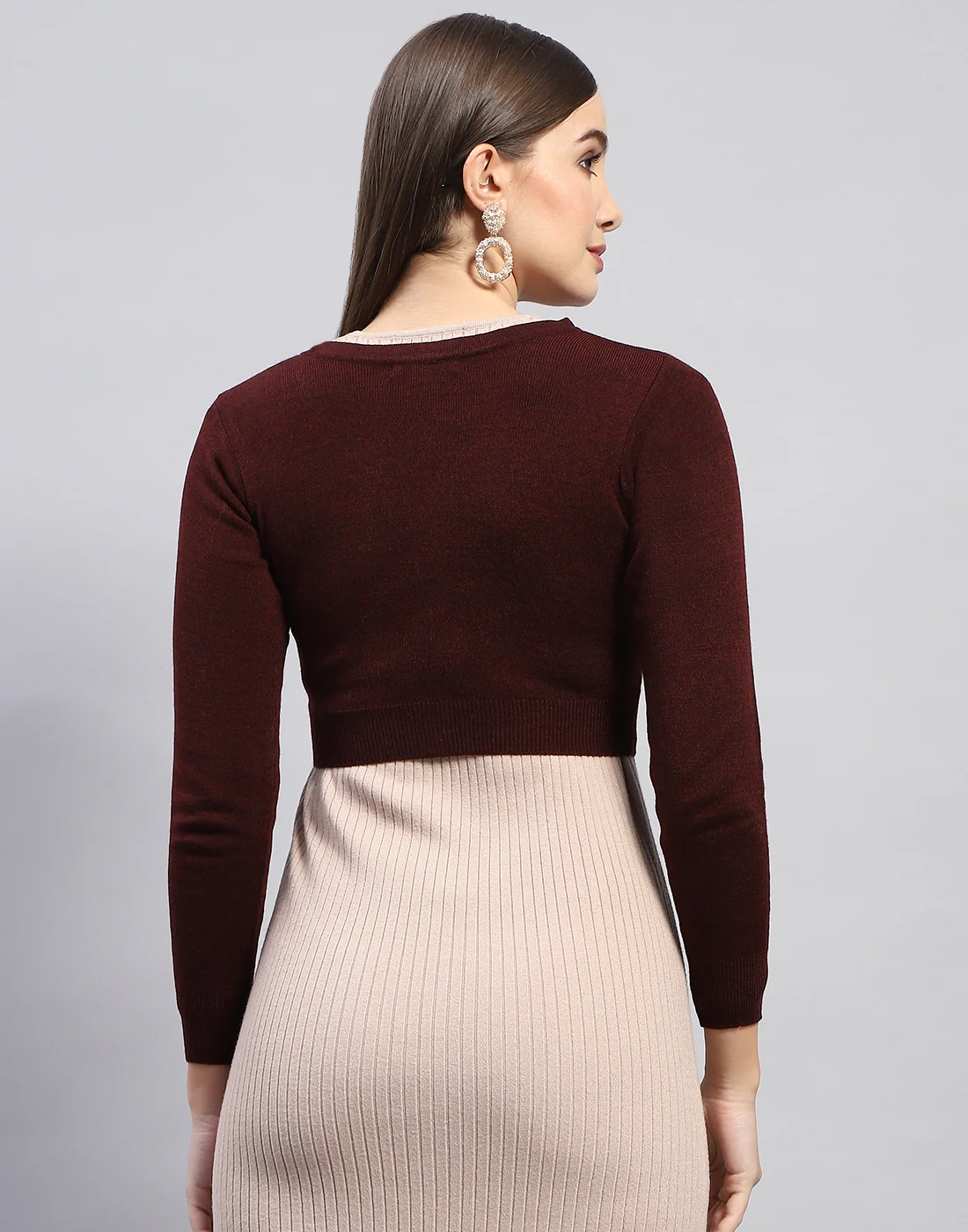 Women Rust Solid V Neck Full Sleeve Blouse - Image 6
