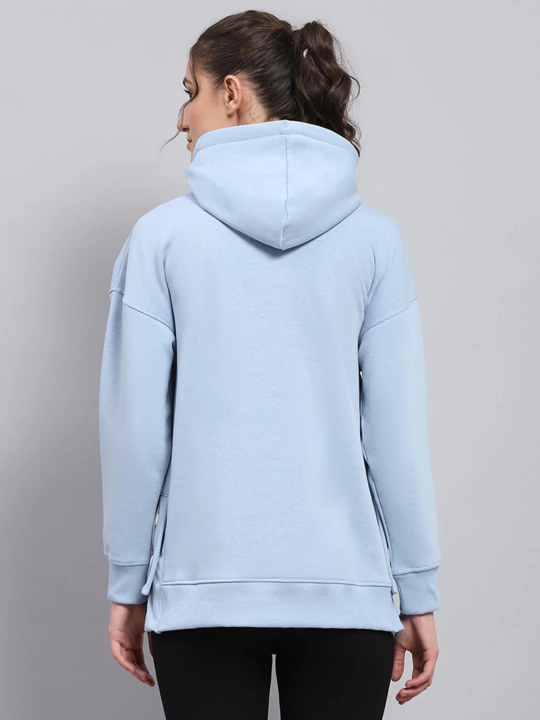 Rock.it Women Sky Blue Printed Hooded Full Sleeve Sweatshirt - Image 5