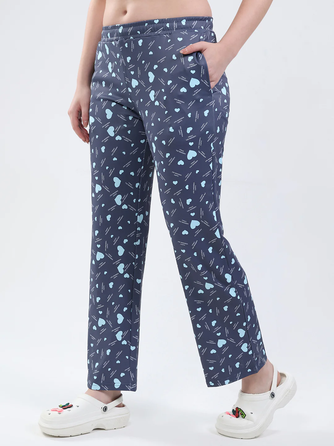 Women Sky Blue Printed Round Neck Full Sleeve Lower Set - Image 8