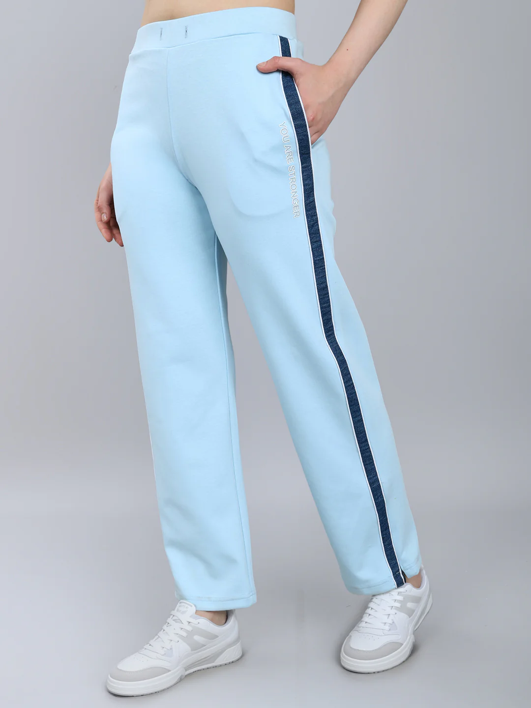 Women Sky Blue Solid Regular Fit Lower - Image 2