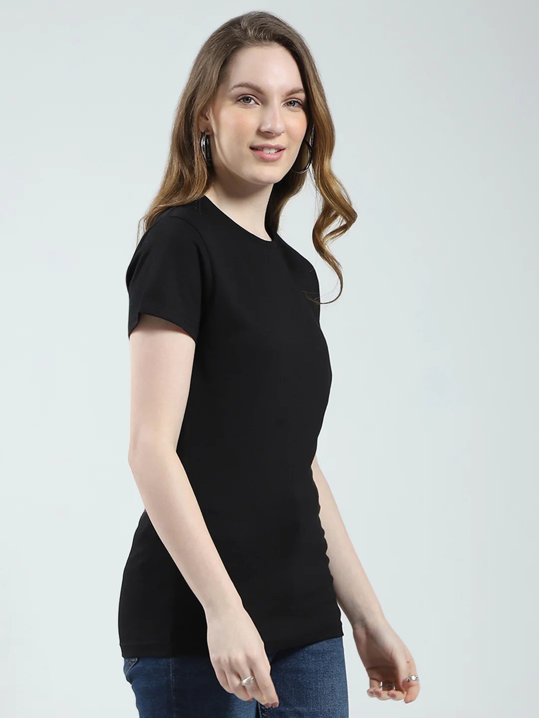 Women Teal Blue & Black Solid Round Neck Half Sleeve Top 2Pc Set - Image 5