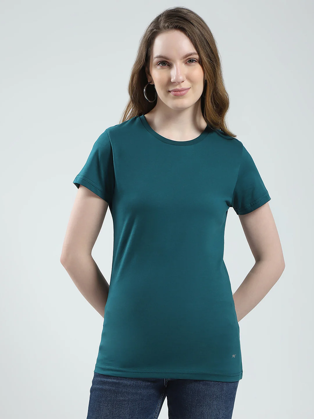 Women Teal Blue & Black Solid Round Neck Half Sleeve Top 2Pc Set - Image 8